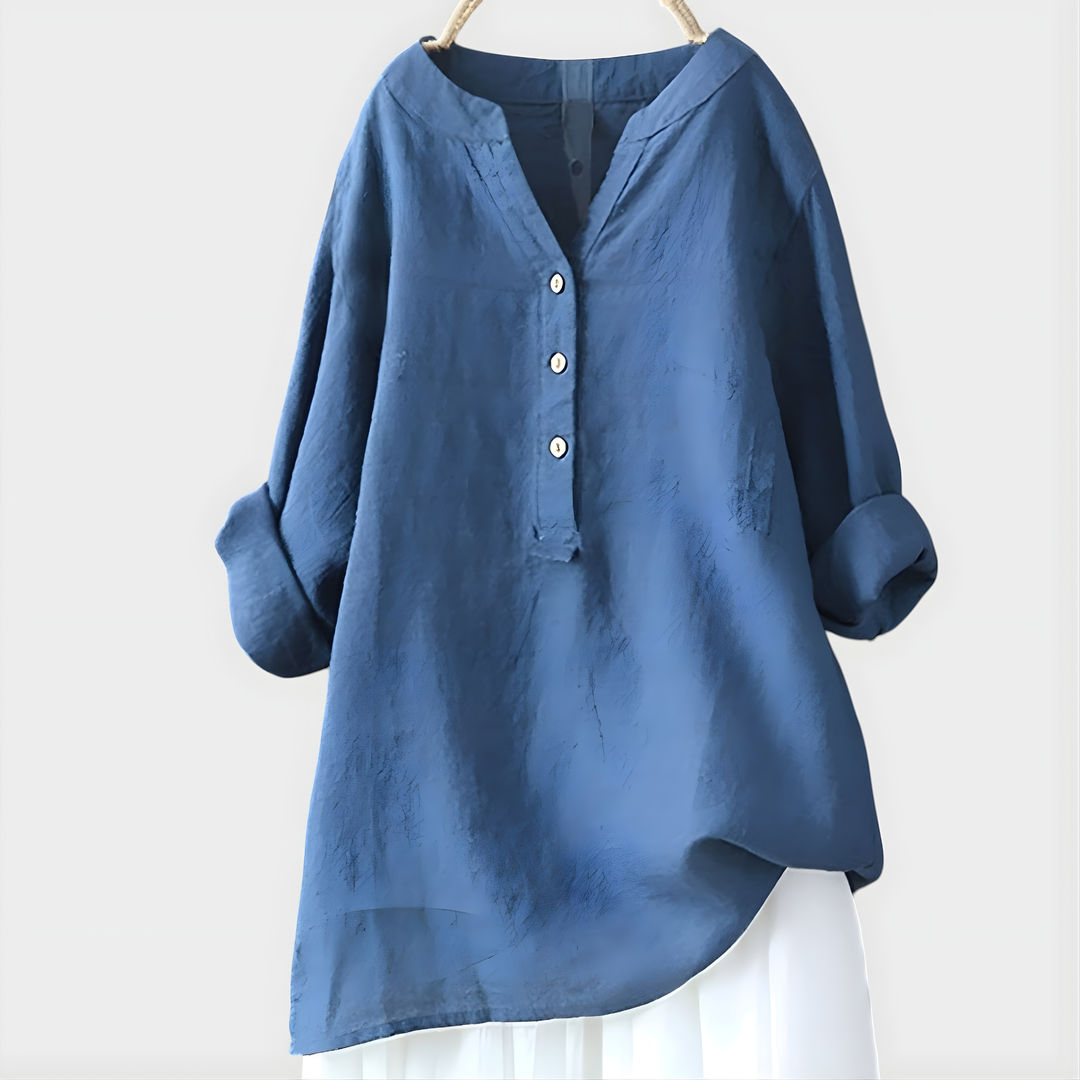 Veronique | Elegant Cotton V-Neck Blouse