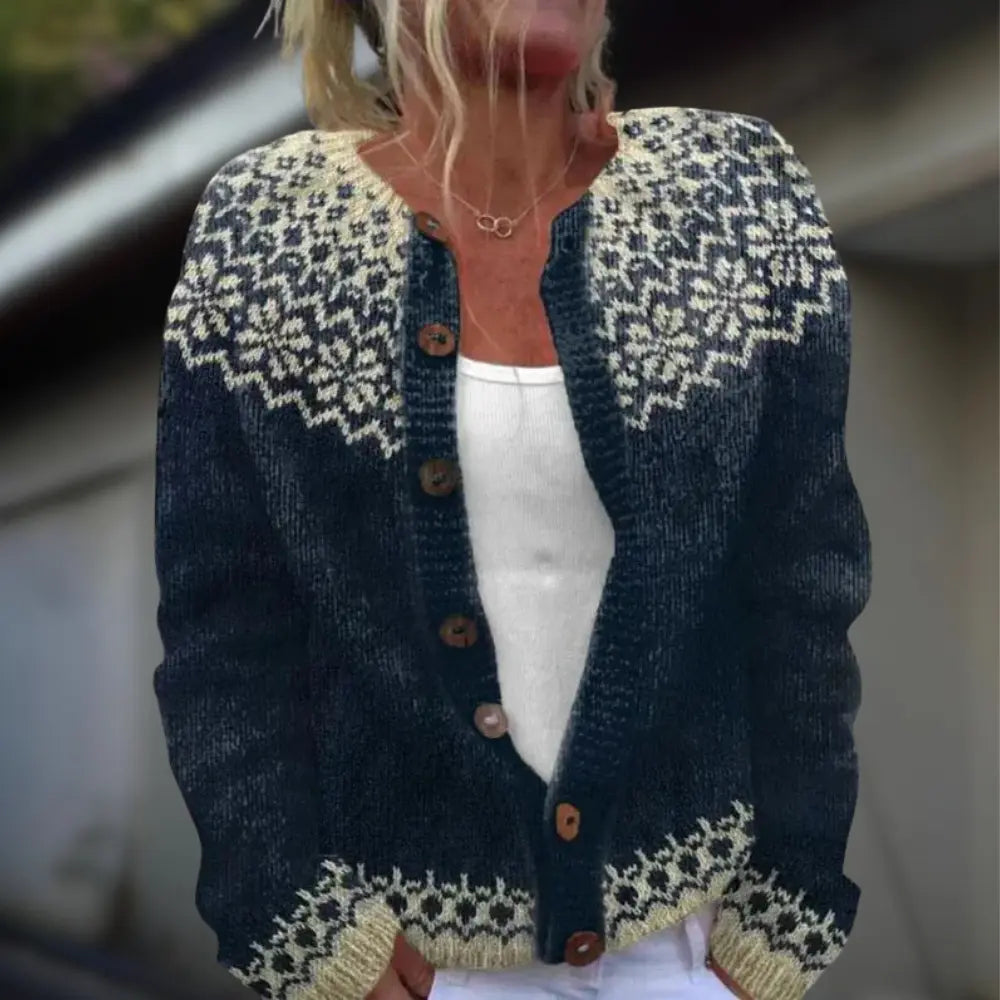 Anja | Knitted Cardigan with Print