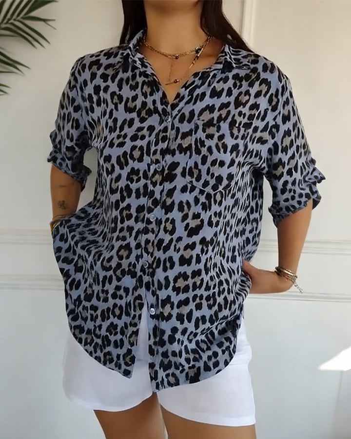 Fashion Blouse with Leopard Print