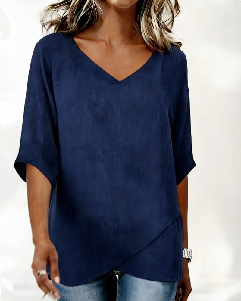 Irregular Top with V Neck