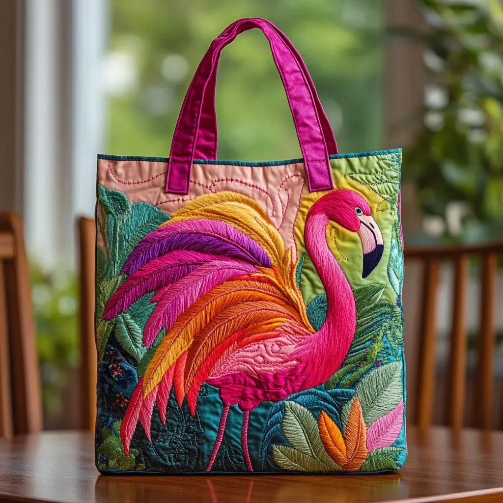 Handmade bag with flamingo