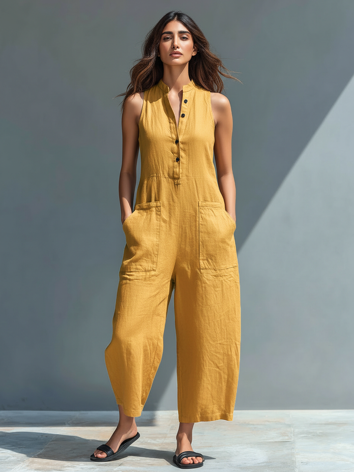 Sleeveless Cotton Jumpsuit