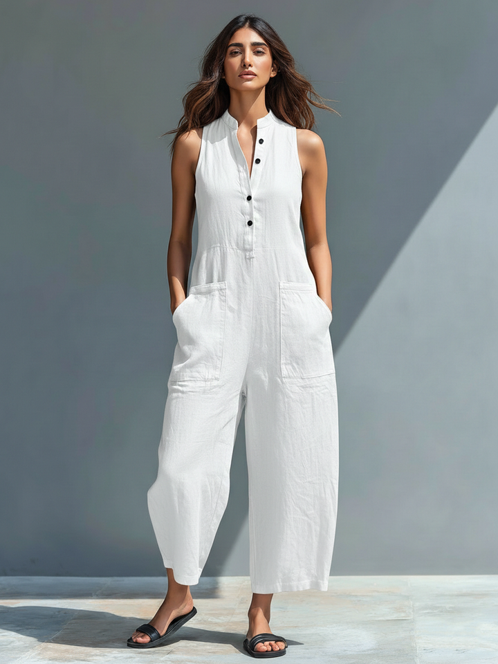 Sleeveless Cotton Jumpsuit