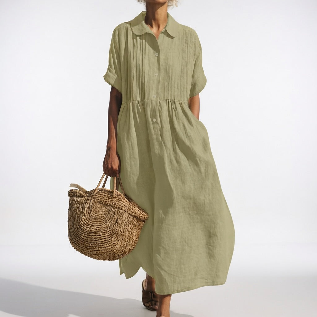 Lysandra™ | Flowing Cotton Summer Shirt Dress