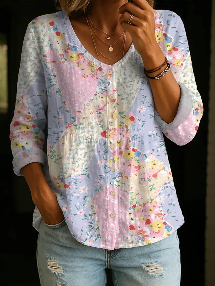 Margaret Waverly | Floral Patchwork Blouse