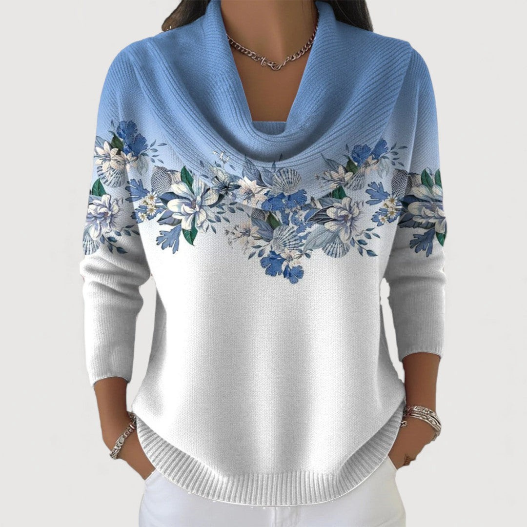 Alora - Soft Floral Sweater with Soft Collar