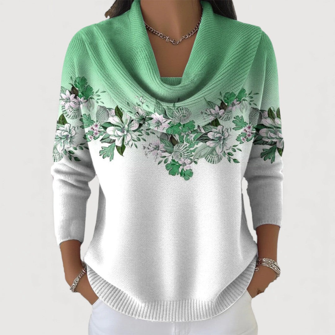 Alora - Soft Floral Sweater with Soft Collar