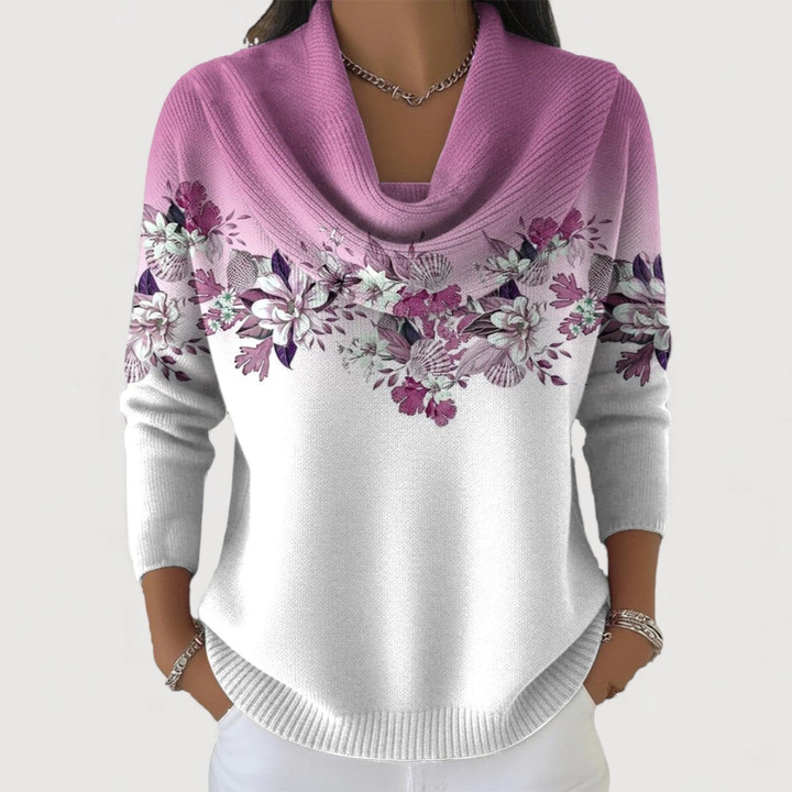 Alora - Soft Floral Sweater with Soft Collar