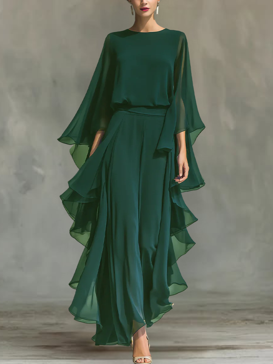 Aurora | Elegant Chiffon Set with Ruffles