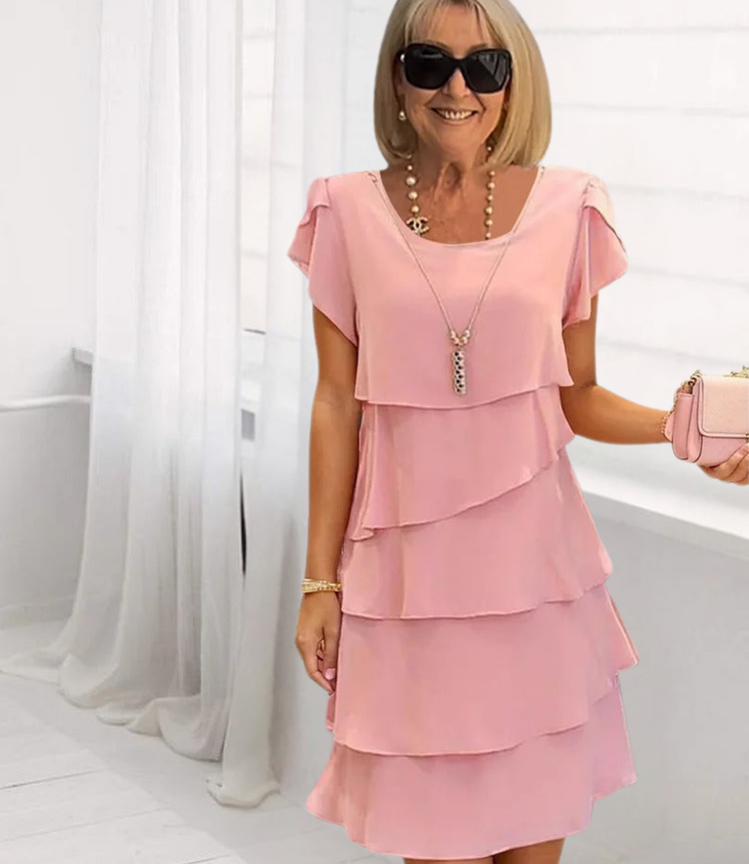 Loose Layer - Elegant Chiffon Dress