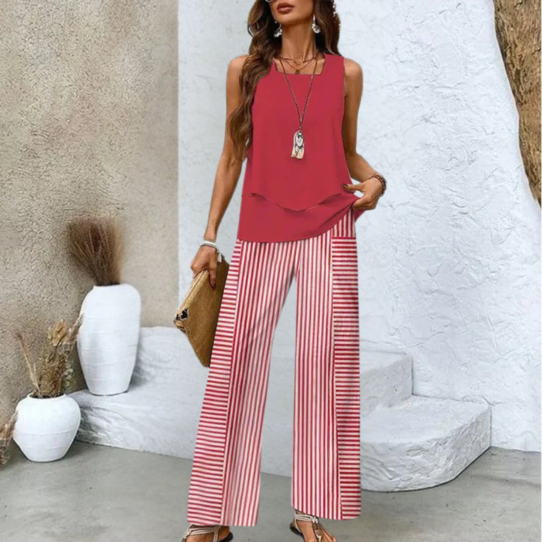 Analy - Sleeveless Top And Wide-Leg Pants Set