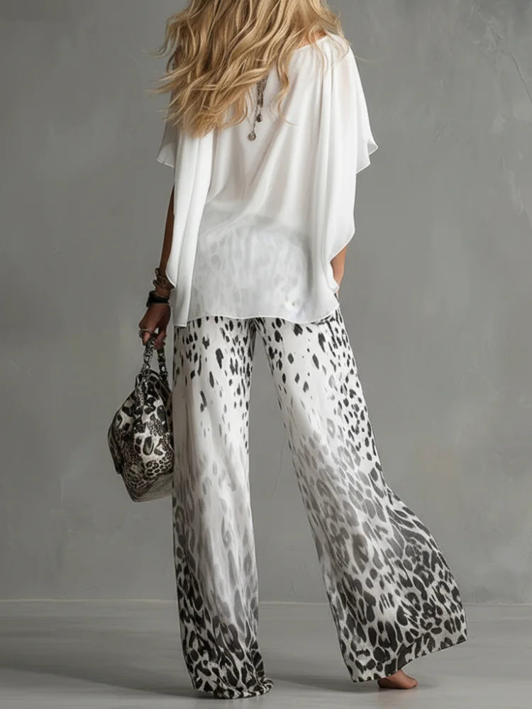 Elea | Fluid set with blouse and wide printed pants