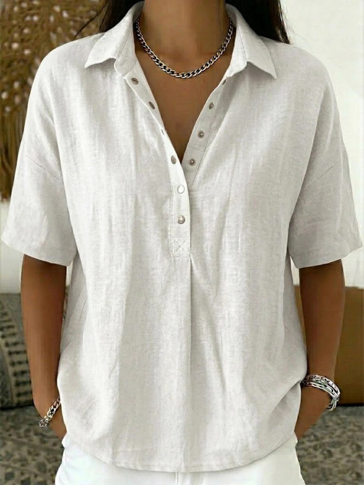 Elsera | Blouse with Collar and Button Decoration