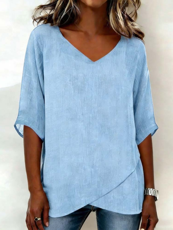 Irregular Top with V Neck