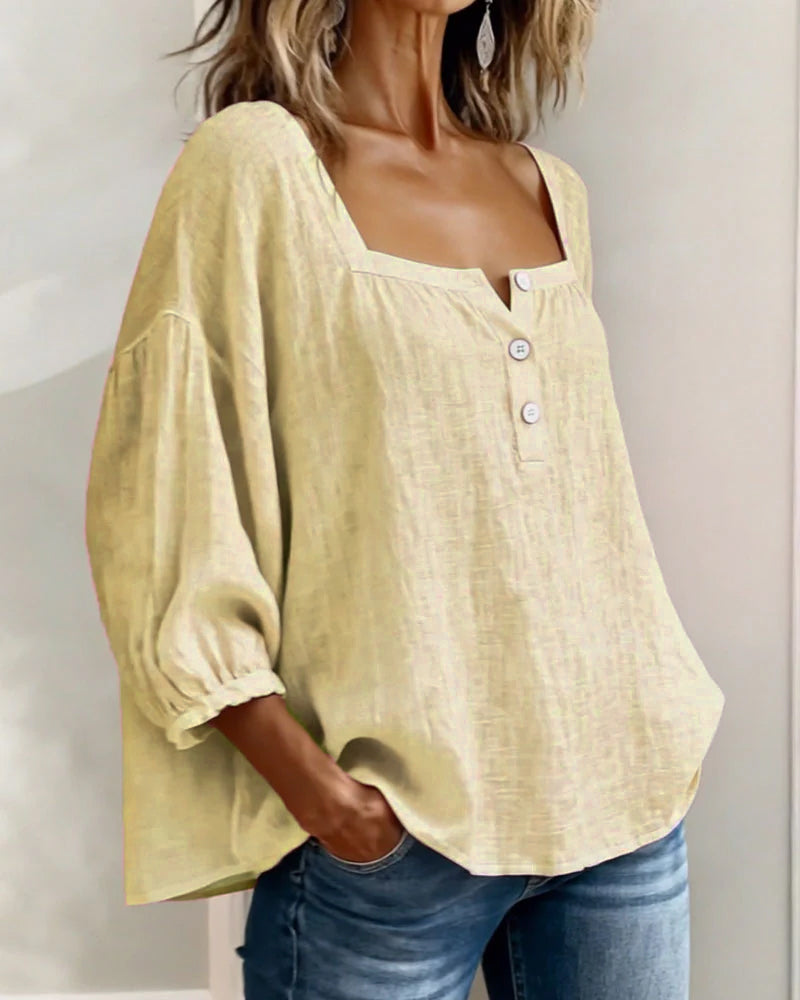 Square Collar Butterfly Sleeve Shirt