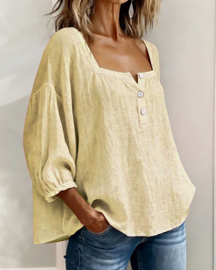 Square Collar Butterfly Sleeve Shirt