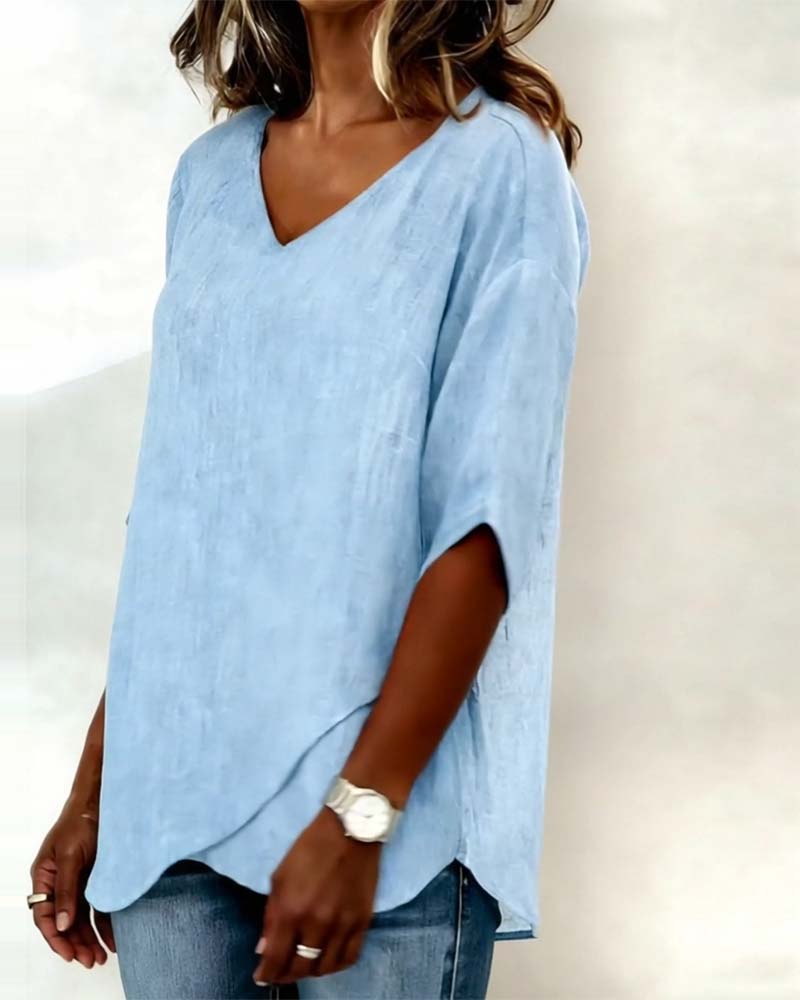 Irregular Top with V Neck
