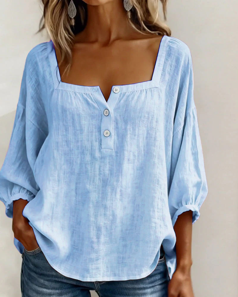 Square Collar Butterfly Sleeve Shirt