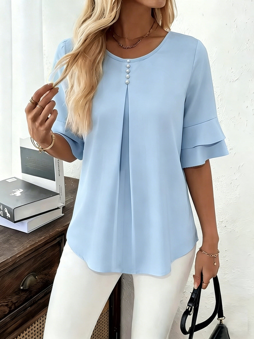 Elegant Ruffle Sleeve Blouse