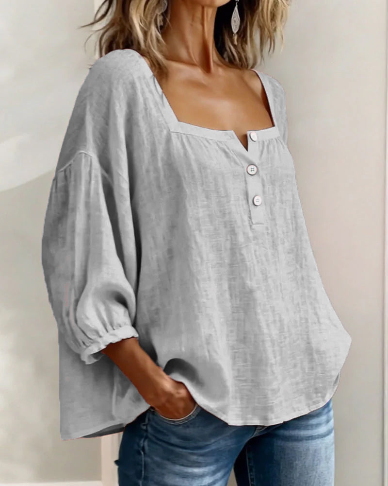 Square Collar Butterfly Sleeve Shirt