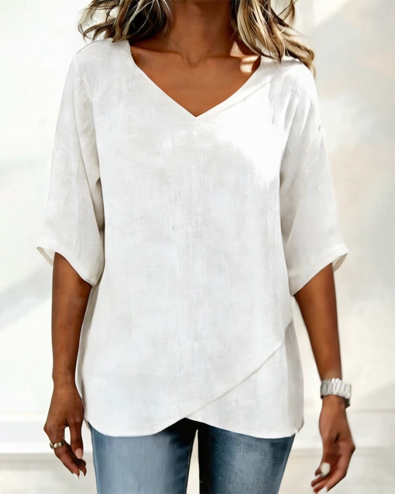 Irregular Top with V Neck