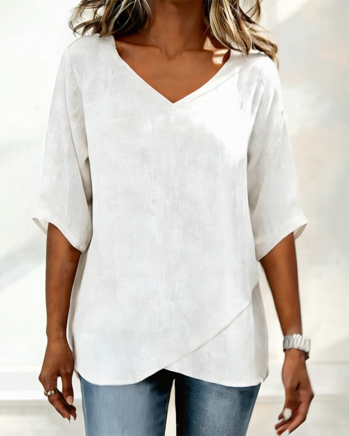 Irregular Top with V Neck