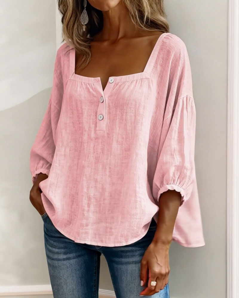 Square Collar Butterfly Sleeve Shirt