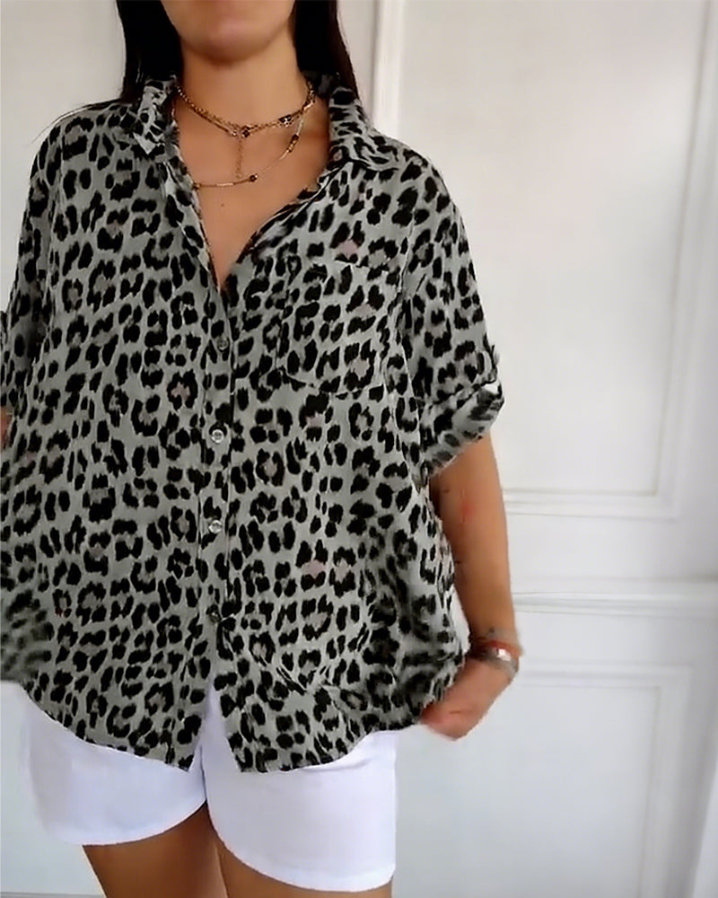 Fashion Blouse with Leopard Print