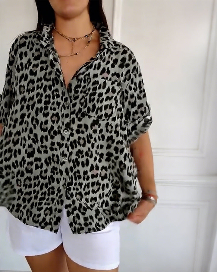 Fashion Blouse with Leopard Print