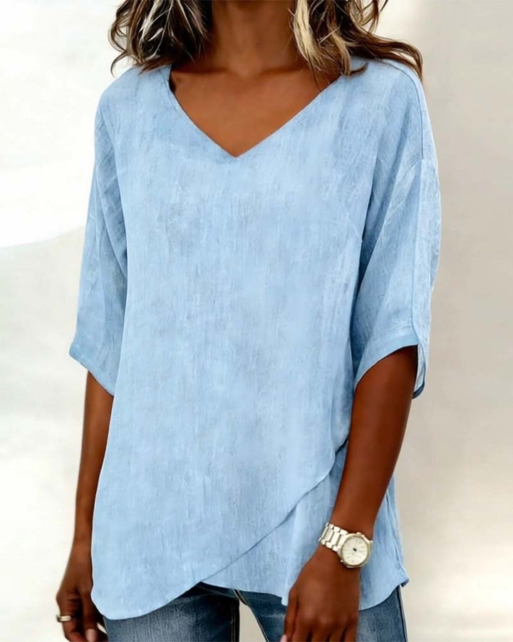 Irregular Top with V Neck