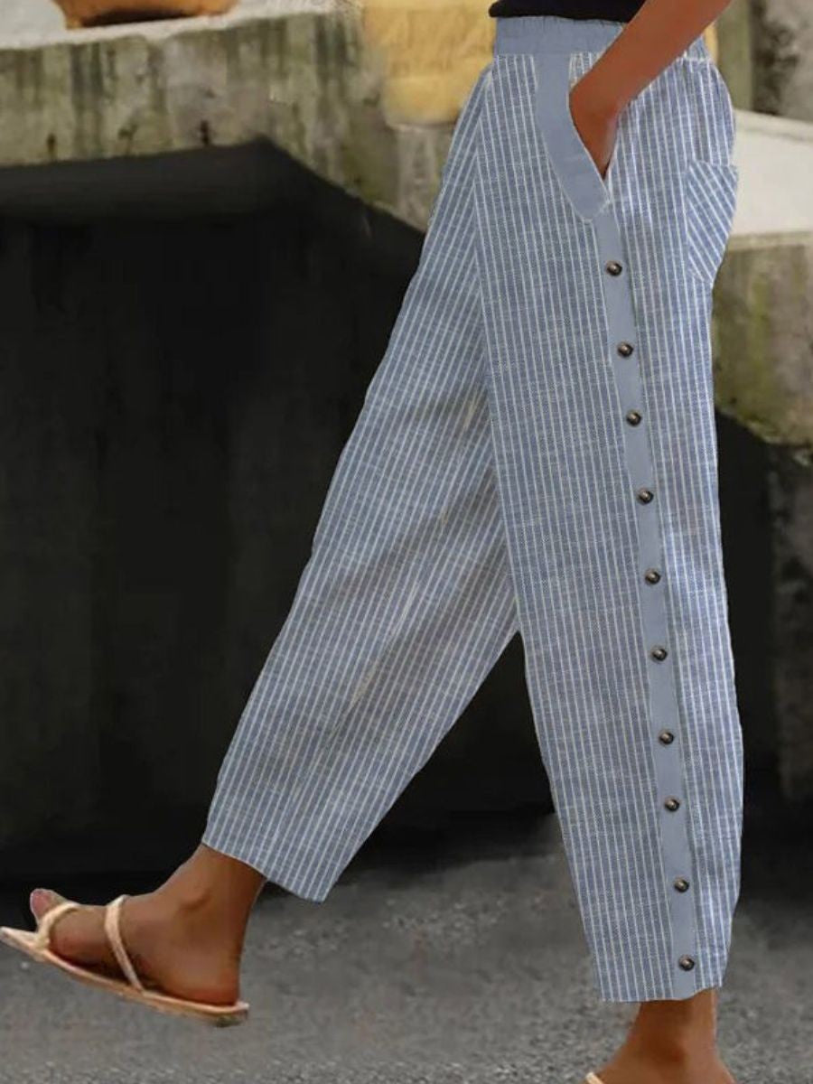 Linaya - Striped Button Pants