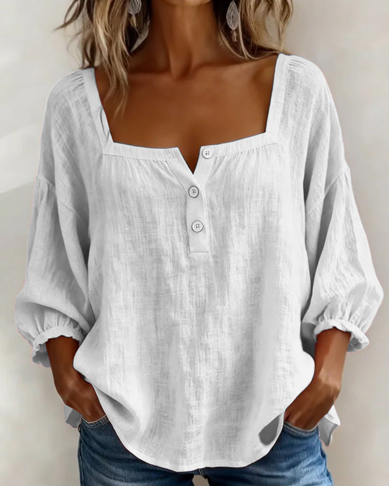 Square Collar Butterfly Sleeve Shirt