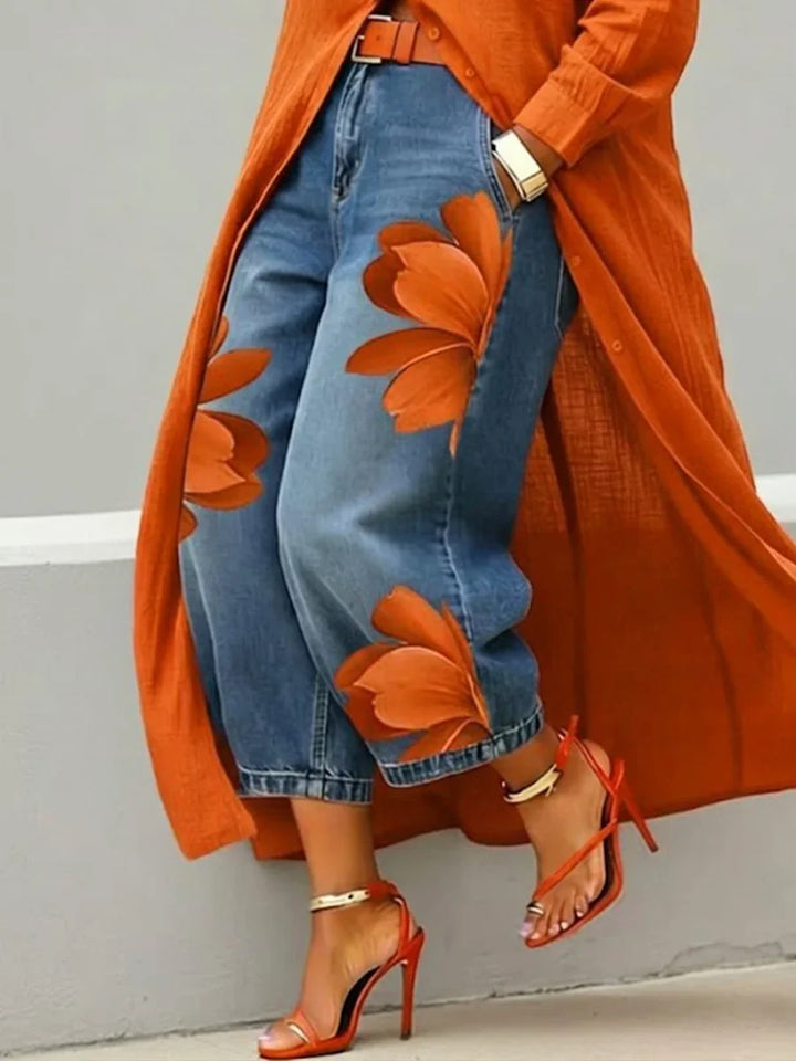 Maud - Cotton Shirt Dress and Floral Jeans