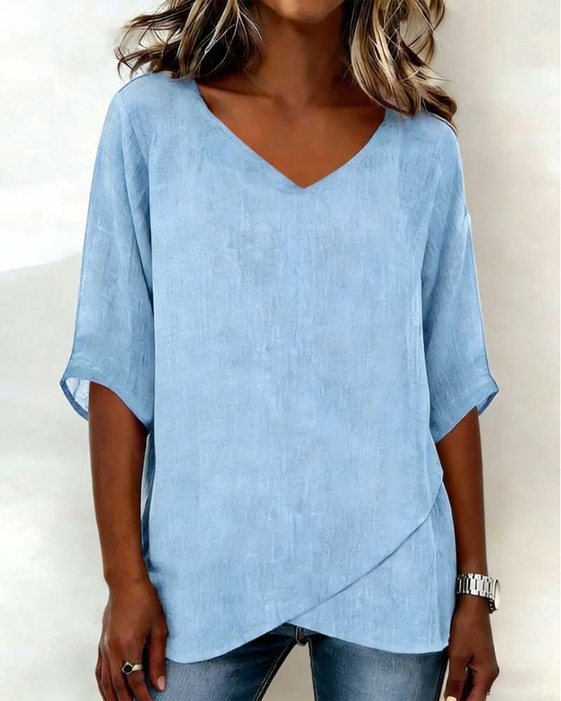 Irregular Top with V Neck