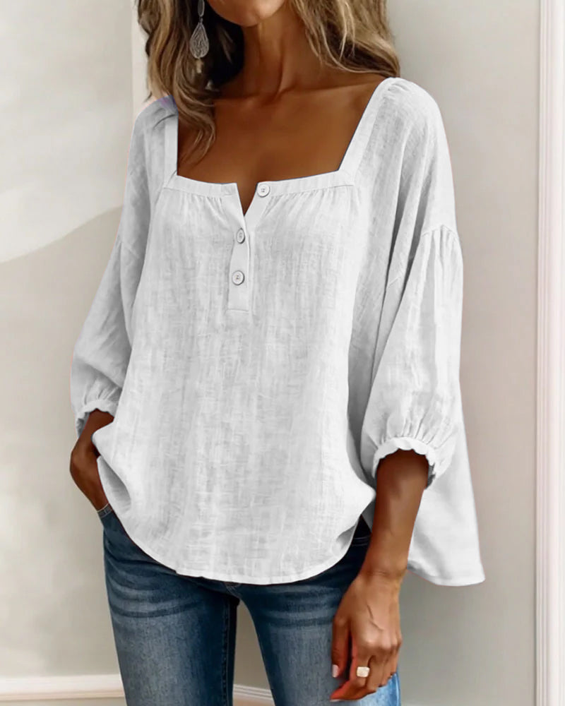 Square Collar Butterfly Sleeve Shirt