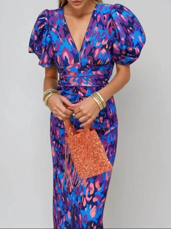 Noor™ - Midi Dress with Puff Sleeves